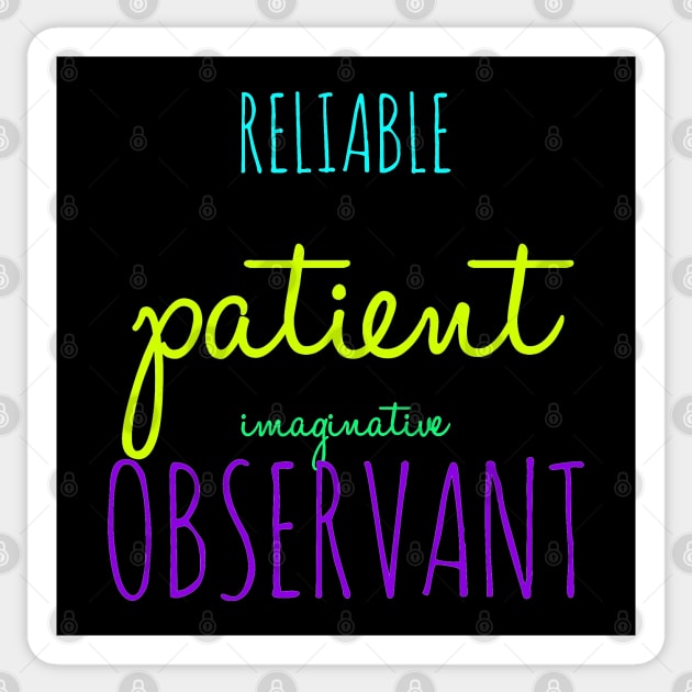 ISFJ Reliable Patient Imaginative Observant Sticker by coloringiship